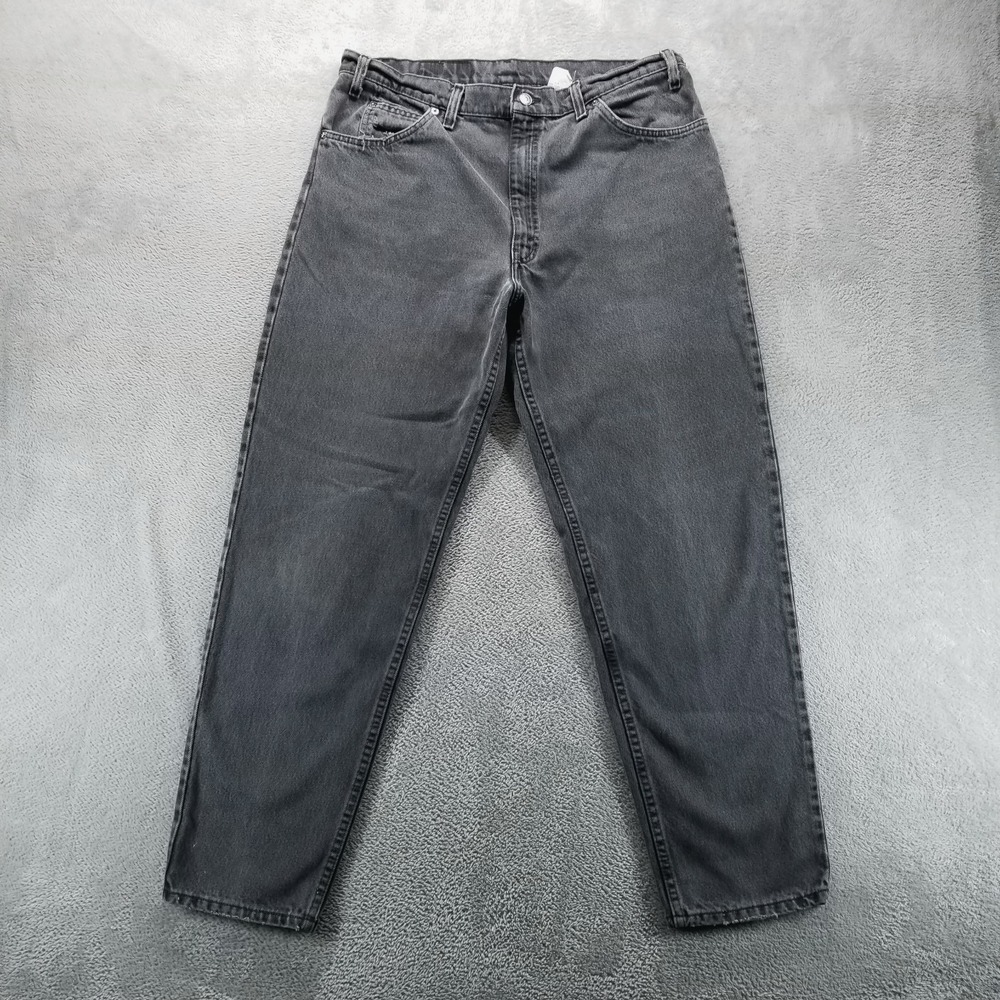 VTG Levis 550 Jeans Mens 38x32 Gray Straight Orange Tab 90s Made in USA Denim